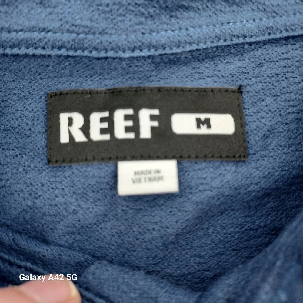 Reef Mens Blue Short Sleeve Pocket Polo‎ Shirt Size Medium